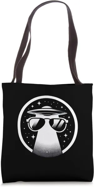 Interstellar Visionary - Minimalist UFO Sunes Art Tote Bag