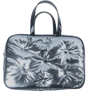 iscream Chrome Double Handle Puffy Tufted Metallic 12.25" x 8.25" Zippered Cosmetic Bag