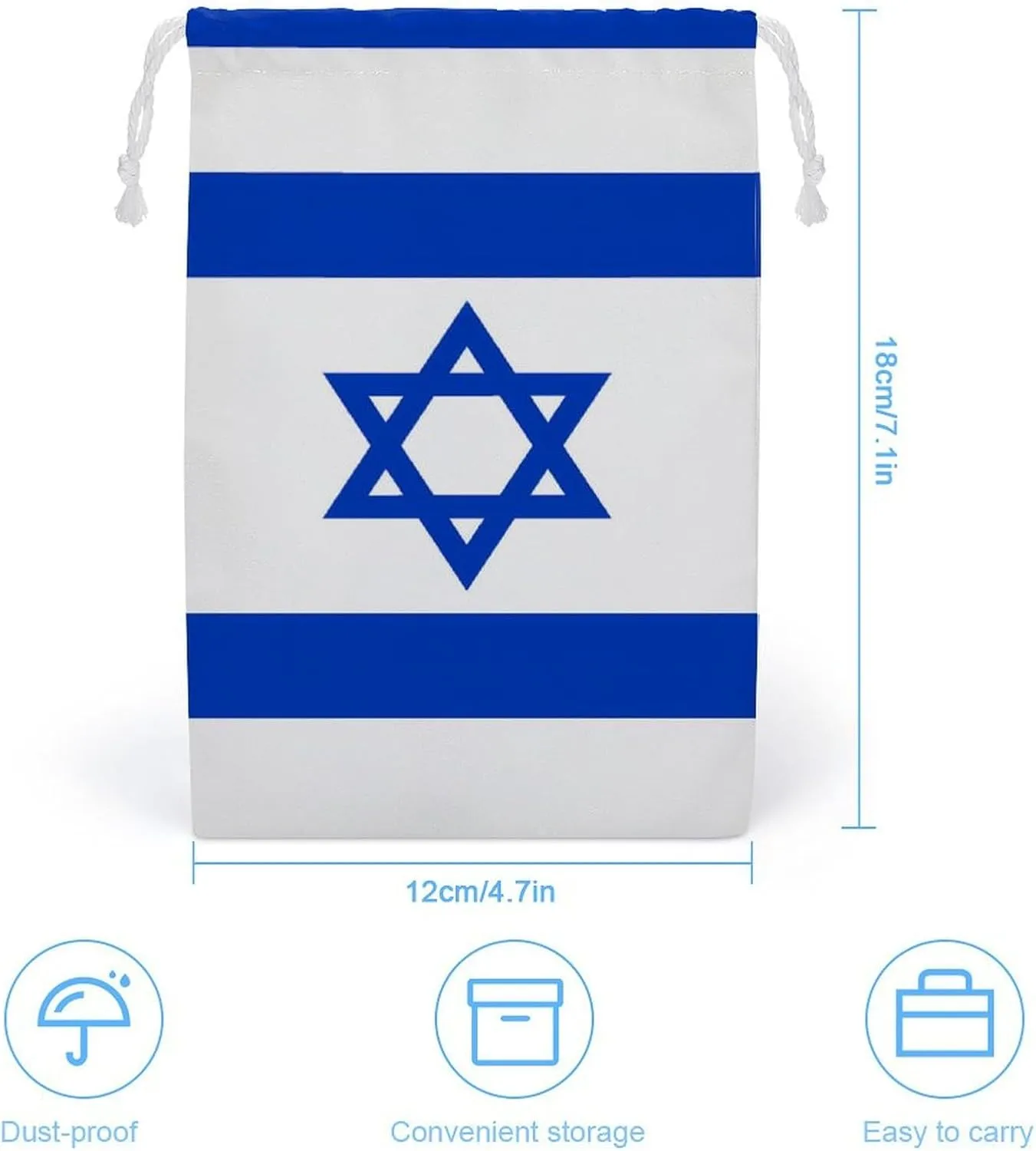Israel Flag Israeli Star Printed Drawstring Storage Bag Reusable Gifts Bags Travel Pouch for Home Party Favors