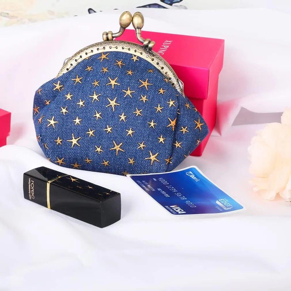iSuperb Coin Purse Coin Bag Star Pouch Kiss-Lock Change Purse Small Wallets Coin Pouch for Women (Navy blue)