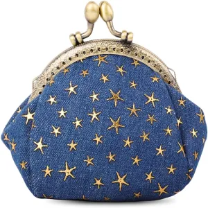 iSuperb Coin Purse Coin Bag Star Pouch Kiss-Lock Change Purse Small Wallets Coin Pouch for Women (Navy blue)