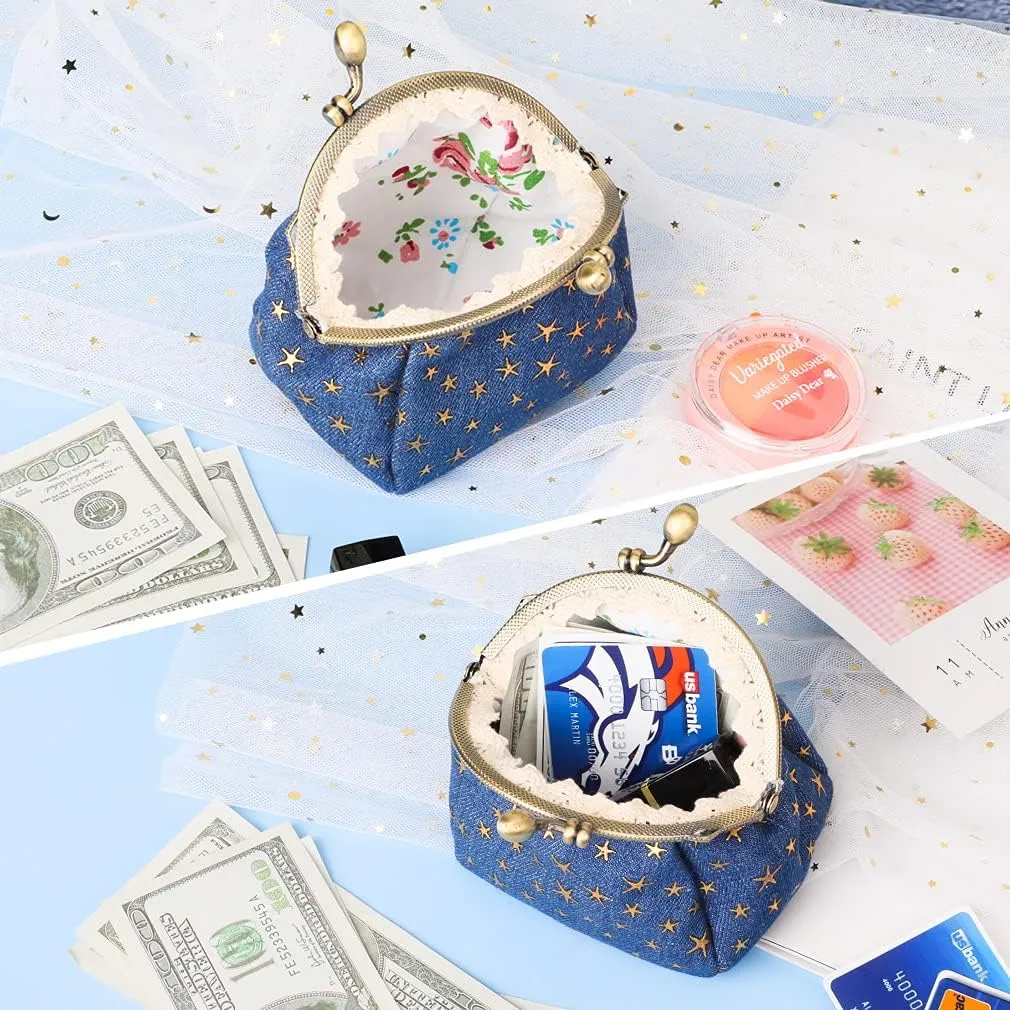 iSuperb Coin Purse Coin Bag Star Pouch Kiss-Lock Change Purse Small Wallets Coin Pouch for Women (Navy blue)