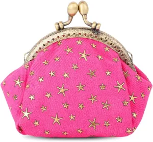 iSuperb Coin Purse Coin Bag Star Pouch Kiss-Lock Change Purse Small Wallets Coin Pouch for Women (Red)