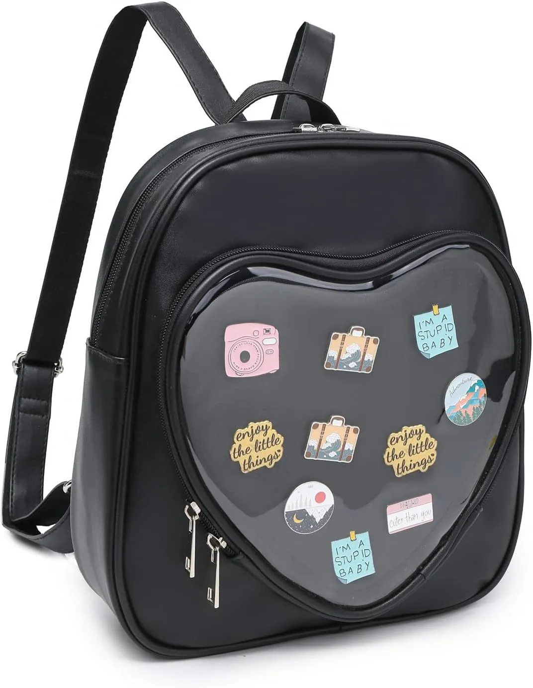Ita Bag Backpack PU Leather Heart Shaped Purse JK Uniform Bags for Anime Pins Display