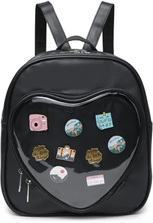 Ita Bag Backpack PU Leather Heart Shaped Purse JK Uniform Bags for Anime Pins Display