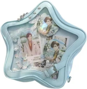 Ita Bag Star Pins Display Backpack with Insert Single Shoulder Bag Crossbody Bag Handbag and Purse for Women (PU blue 2)