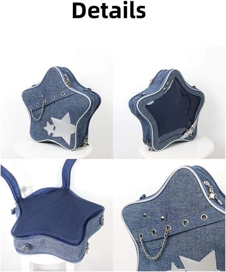 Ita Bag Star Pins Display Backpack with Insert Single Shoulder Bag Crossbody Bag Handbag and Purse for Women (PU laser pink)