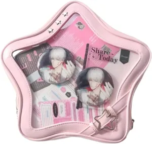 Ita Bag Star Pins Display Backpack with Insert Single Shoulder Bag Crossbody Bag Handbag and Purse for Women (PU pink 2)