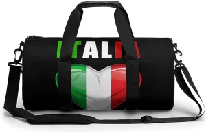 Italy Flag Gym Bag Print Duffle Bag Weekender Travel Overnight Bag Sports Bag for Men Women Gym Swimming Yoga
