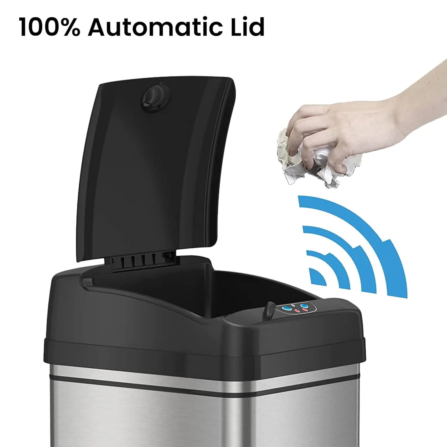 iTouchless 13 Gallon Automatic Trash Can with 10 Trash Bags, Stainless Steel, Big Lid Opening Touchless Sensor Kitchen Garbage Bin