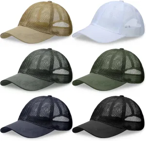 Jadive 6 Pcs Mesh Baseball Cap Summer Breathable Trucker Mesh Hat for Men Women Adjustable Sports Running Hat Quick Dry Cooling Lightweight Caps Unisex