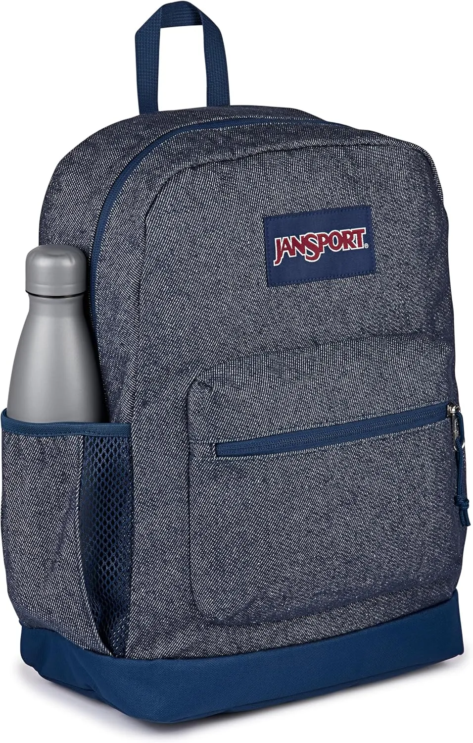 JanSport Cross Town Plus Remix Backpack - Padded Back Panel, Laptop Sleeve, and Front Pocket Organizer - Indigo Denim