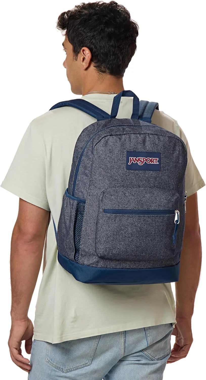 JanSport Cross Town Plus Remix Backpack - Padded Back Panel, Laptop Sleeve, and Front Pocket Organizer - Indigo Denim