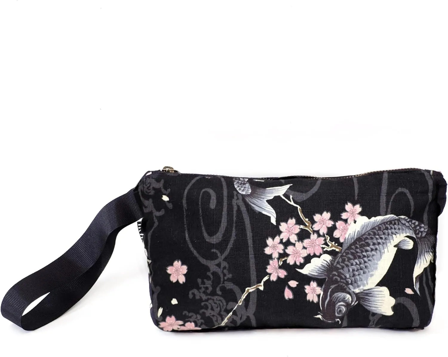 Japanese Style Handbag, Versatile Women's Wristlet Bag, 9.5 x 6.7 in. Zipper, Traditional Japanese Print
