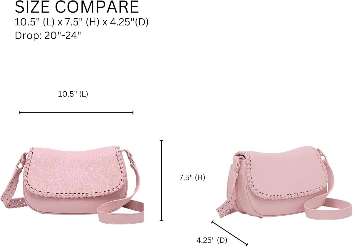 JEN & CO. Daia Whipstitch Flapover Crossbody Bag Vegan Leather Purses Shoulder Handbag for Women