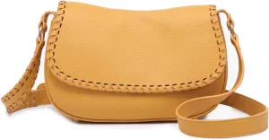 JEN & CO. Daia Whipstitch Flapover Crossbody Bag Vegan Leather Purses Shoulder Handbag for Women