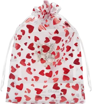 Jexila 50 Pack Valentine's Day Organza Gift Bags 8X12 inch Sheer Heart Printed Valentine Drawstring Goodie Candy Treat Bags for Valentine Mother's Day Party Favor