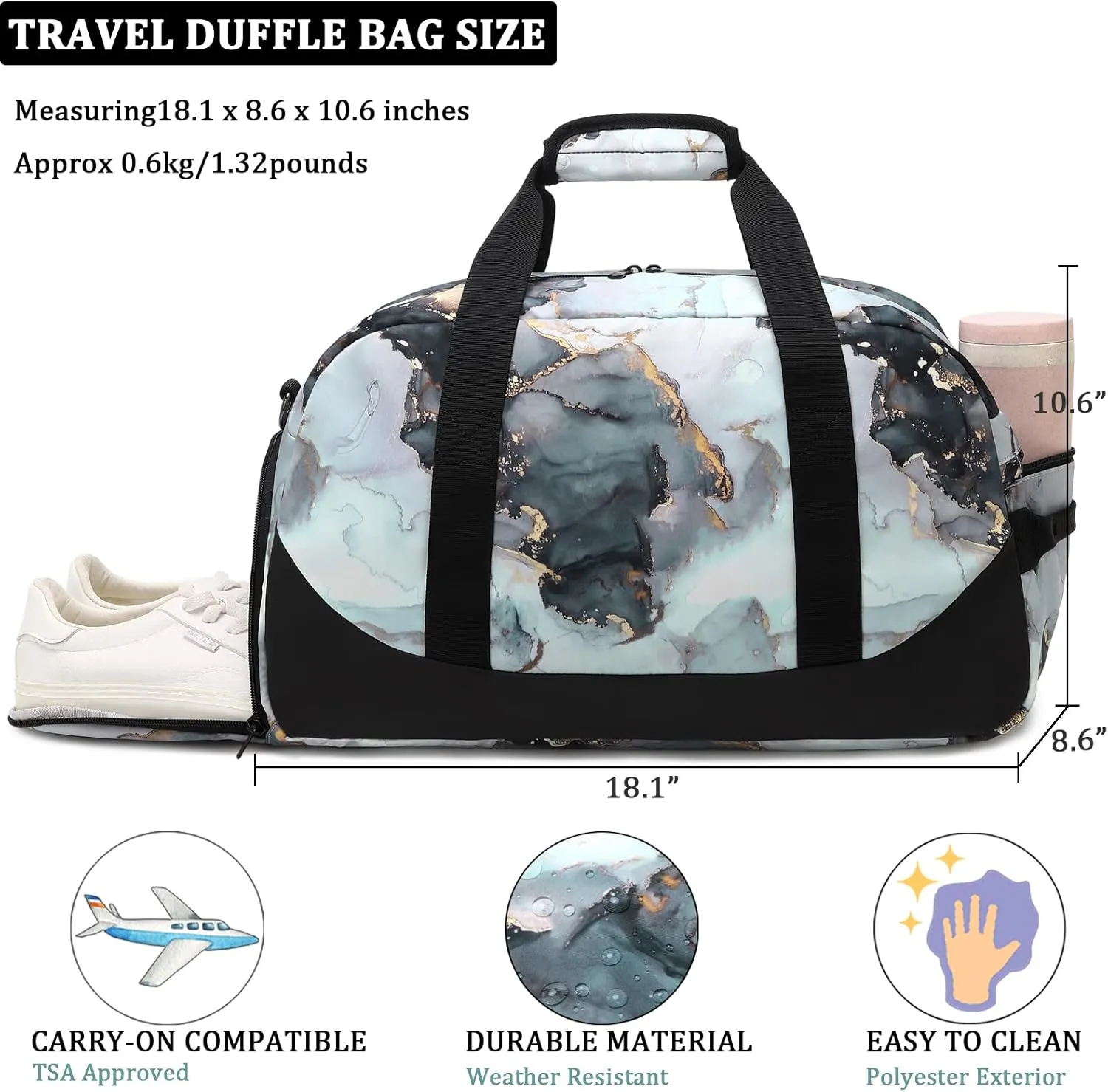 JIANYA Kids Overnight Duffle Bag Girls Boys Sport Gym Bag with Shoe Compartment & Wet Pocket, Carry On Weekender Travel Bag for Kid Girl Boy