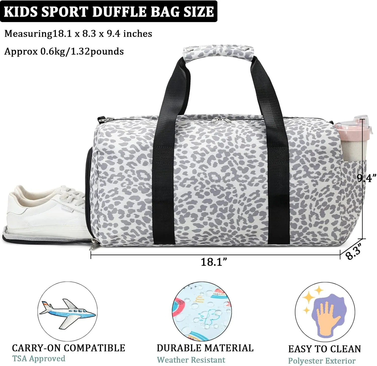 JIANYA Sports Gym Duffle Bag for Women, Womens Weekender Bag Overnight Travel Bag with Shoe Compartment & Wet Pocket Girls Gymnastics Carry Bag