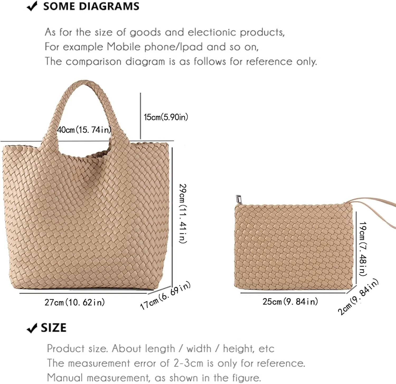 JINMANXUE Fashion Woven Bag Shopper Bag Travel Handbags and Purses Women Tote Bag Large Capacity Shoulder Bags