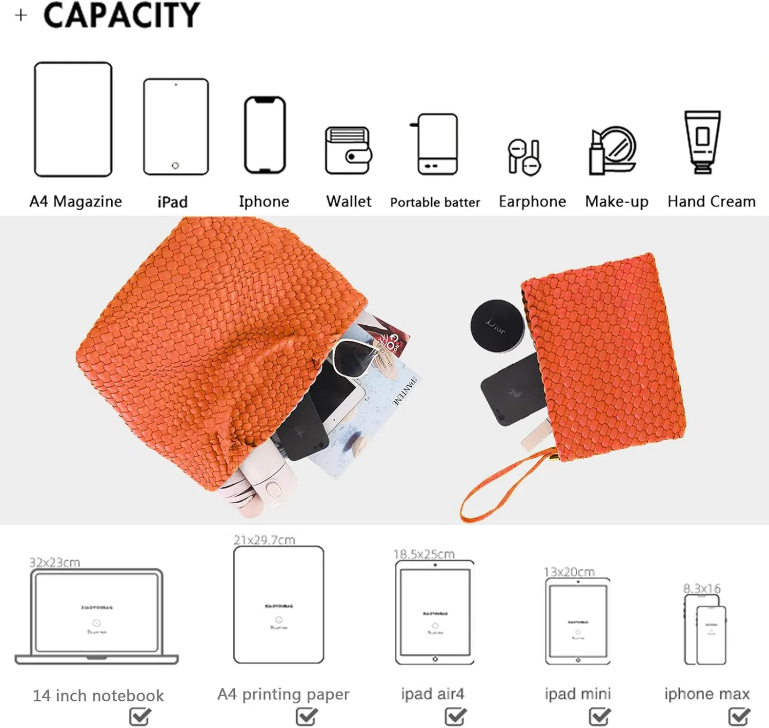 JINMANXUE Fashion Woven Bag Shopper Bag Travel Handbags and Purses Women Tote Bag Large Capacity Shoulder Bags