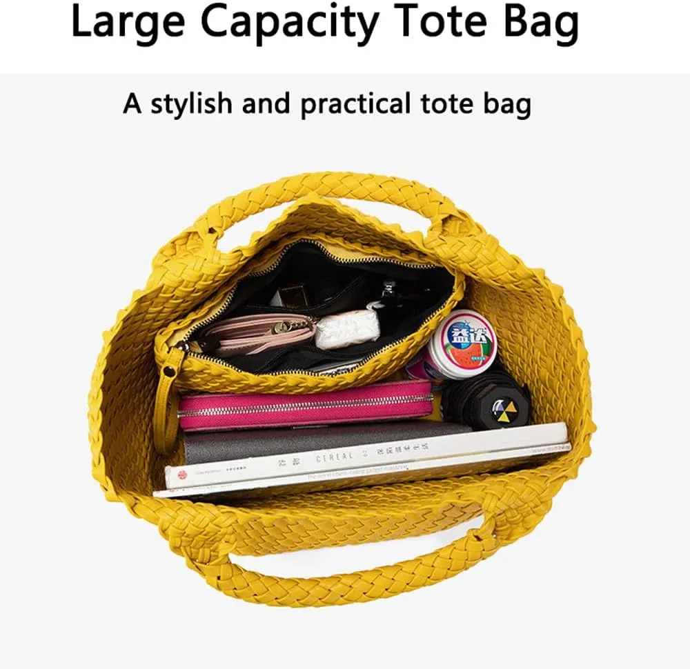 JINMANXUE Fashion Woven Bag Shopper Bag Travel Handbags and Purses Women Tote Bag Large Capacity Shoulder Bags