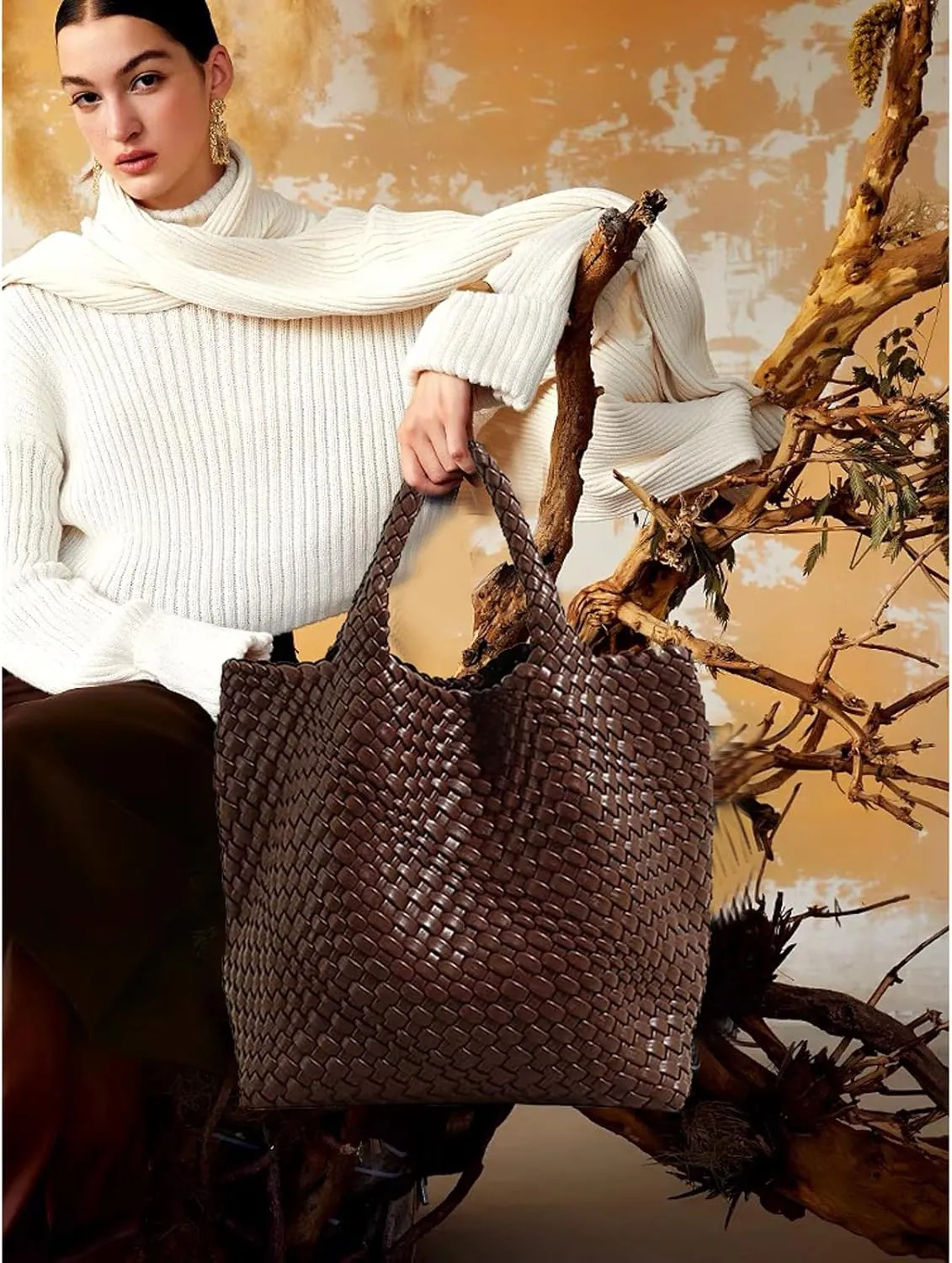 JINMANXUE Fashion Woven Bag Shopper Bag Travel Handbags and Purses Women Tote Bag Large Capacity Shoulder Bags