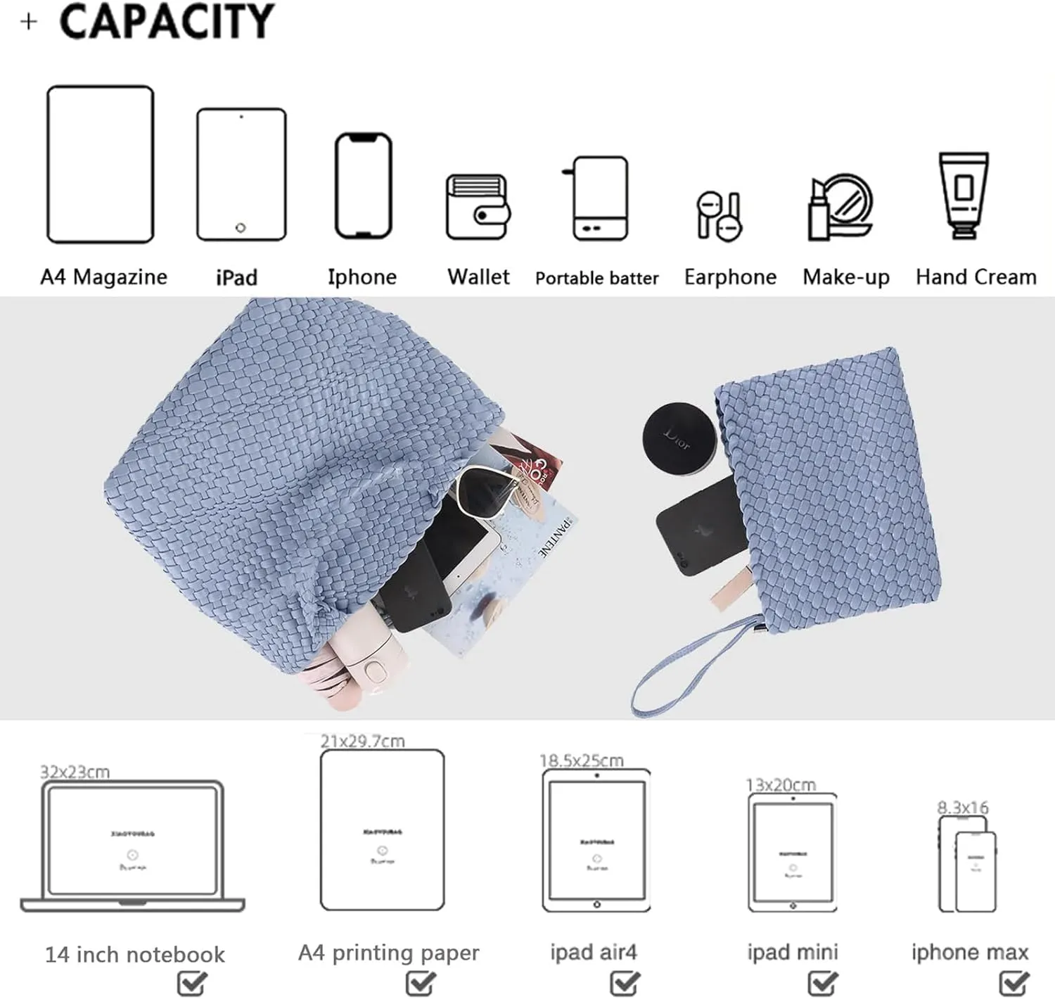 JINMANXUE Fashion Woven Bag Shopper Bag Travel Handbags and Purses Women Tote Bag Large Capacity Shoulder Bags