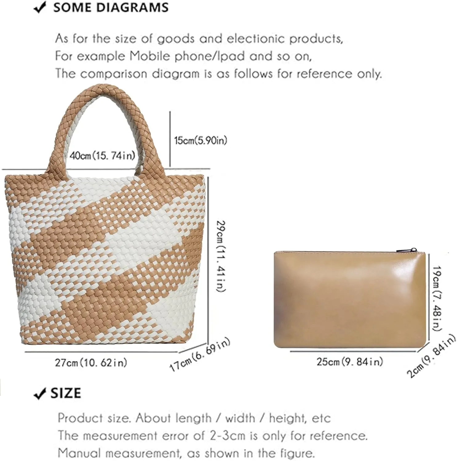 JINMANXUE Fashion Woven Bag Shopper Bag Travel Handbags and Purses Women Tote Bag Large Capacity Shoulder Bags