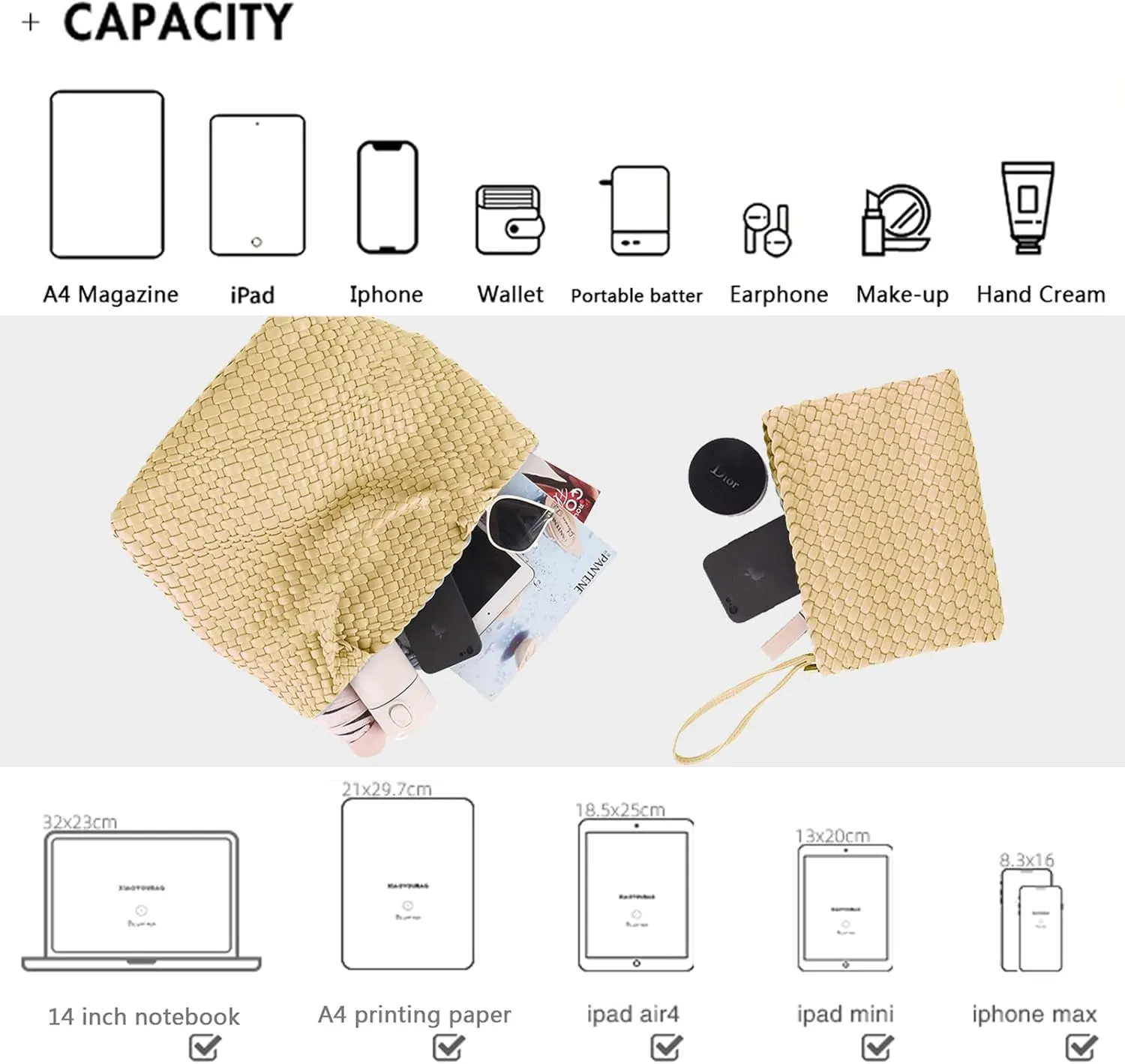 JINMANXUE Fashion Woven Bag Shopper Bag Travel Handbags and Purses Women Tote Bag Large Capacity Shoulder Bags
