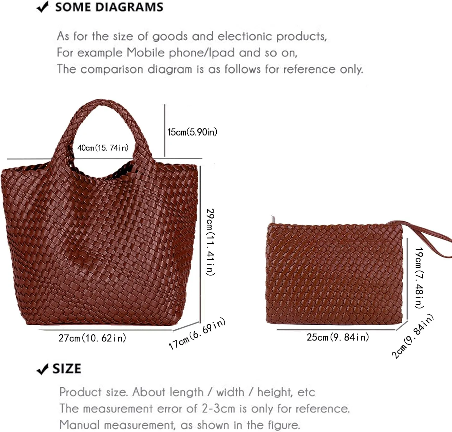 JINMANXUE Fashion Woven Bag Shopper Bag Travel Handbags and Purses Women Tote Bag Large Capacity Shoulder Bags