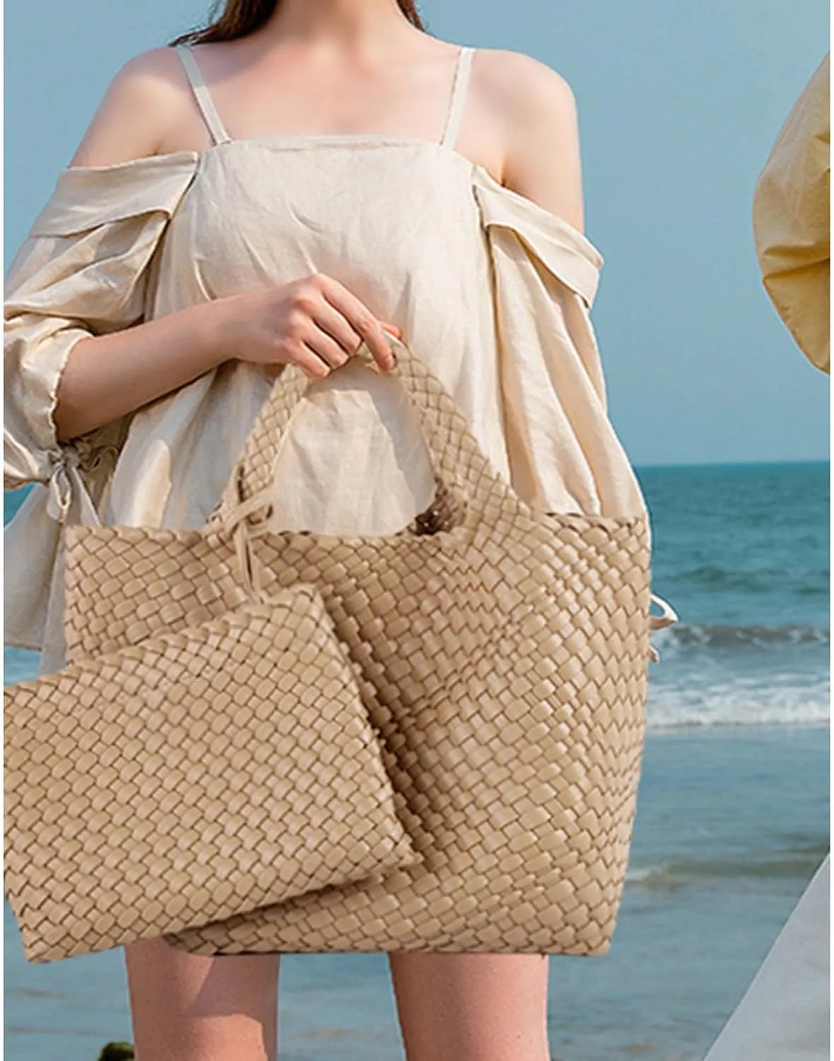JINMANXUE Fashion Woven Bag Shopper Bag Travel Handbags and Purses Women Tote Bag Large Capacity Shoulder Bags