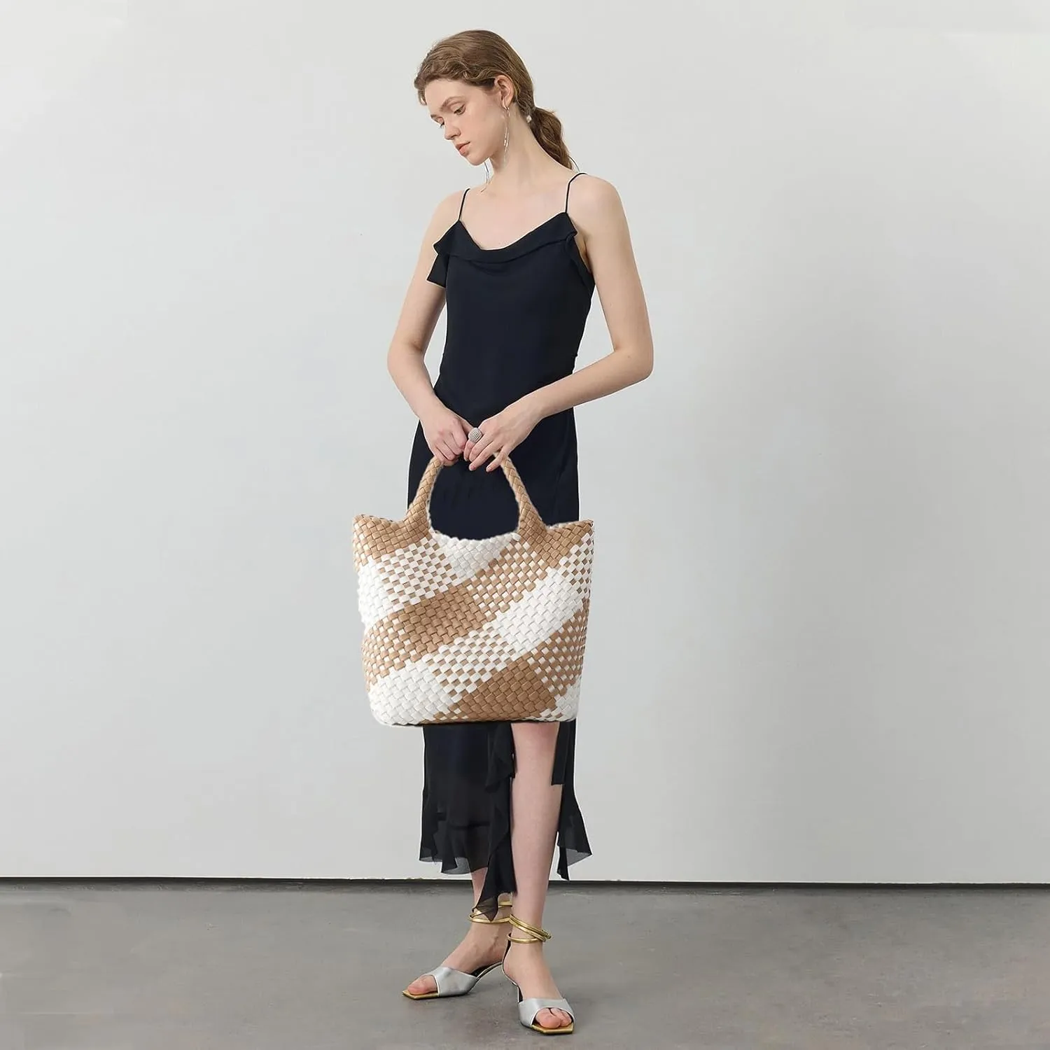 JINMANXUE Fashion Woven Bag Shopper Bag Travel Handbags and Purses Women Tote Bag Large Capacity Shoulder Bags