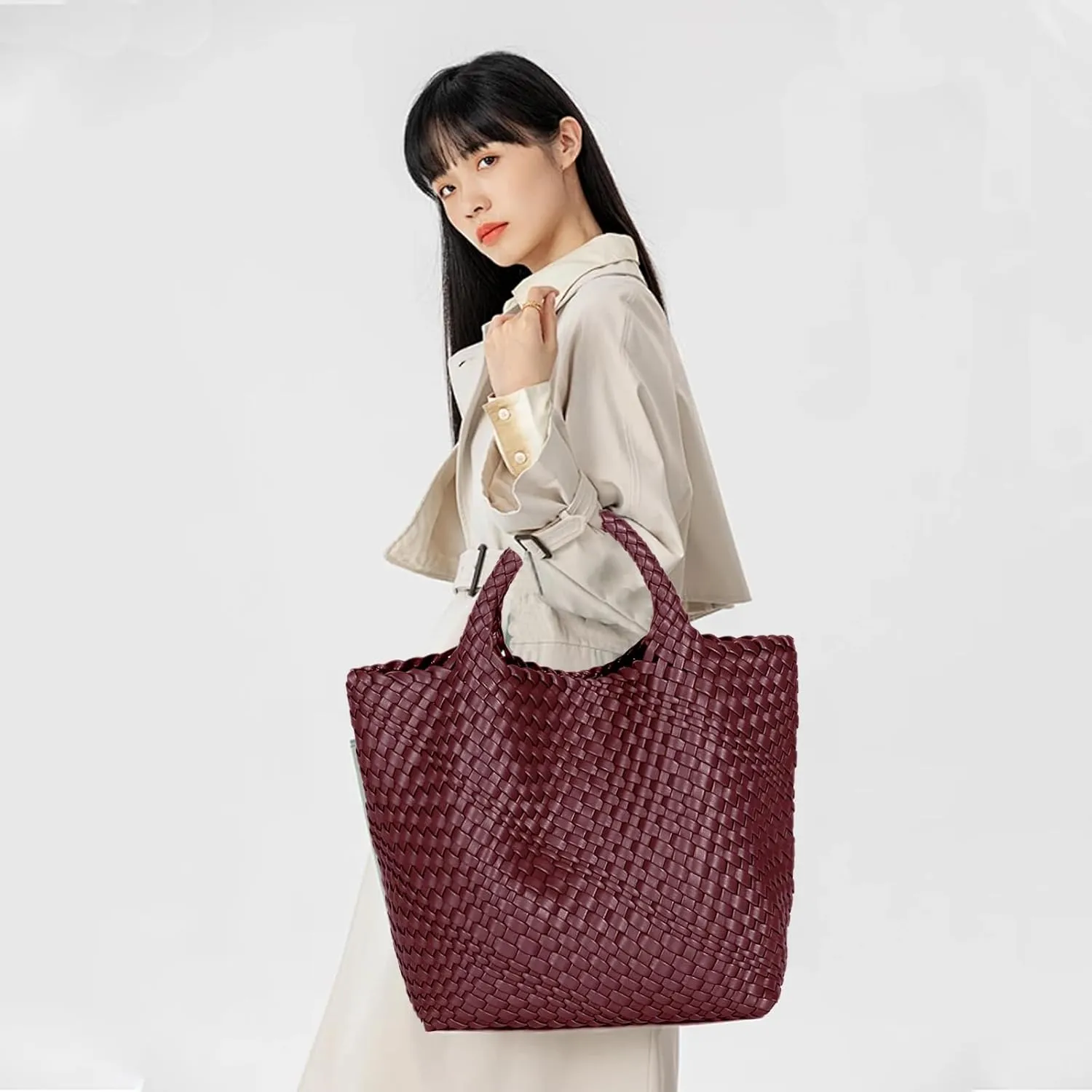JINMANXUE Fashion Woven Bag Shopper Bag Travel Handbags and Purses Women Tote Bag Large Capacity Shoulder Bags