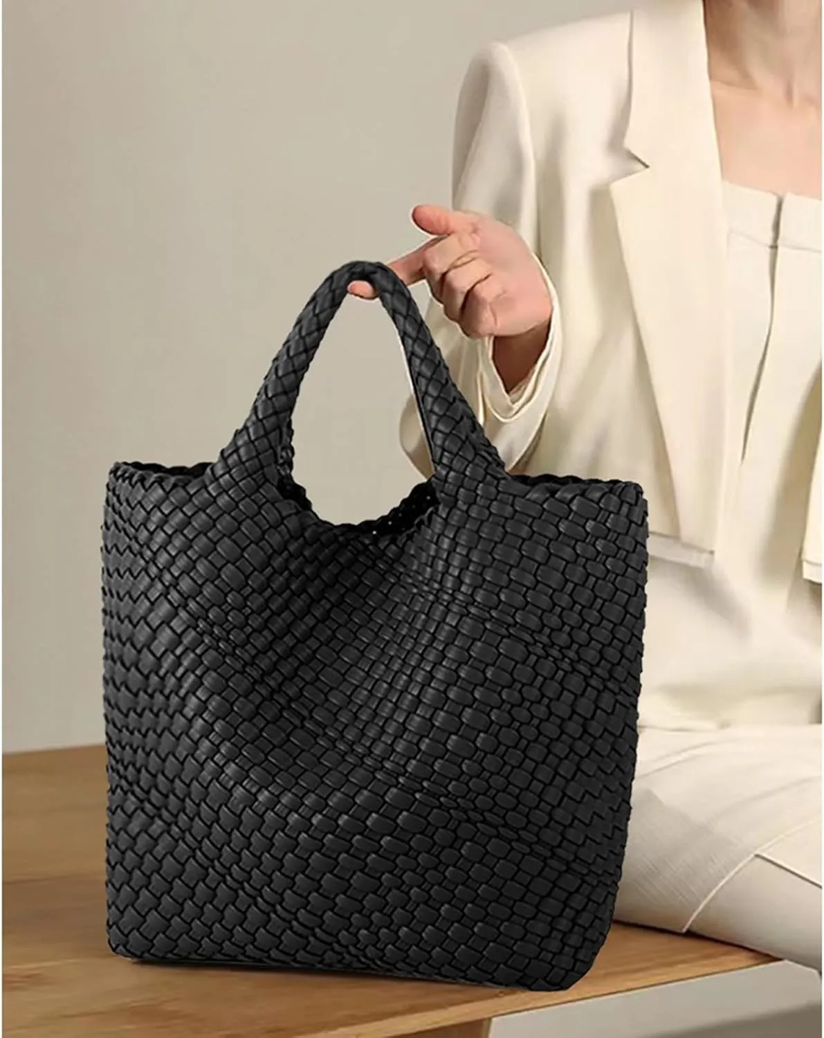 JINMANXUE Fashion Woven Bag Shopper Bag Travel Handbags and Purses Women Tote Bag Large Capacity Shoulder Bags