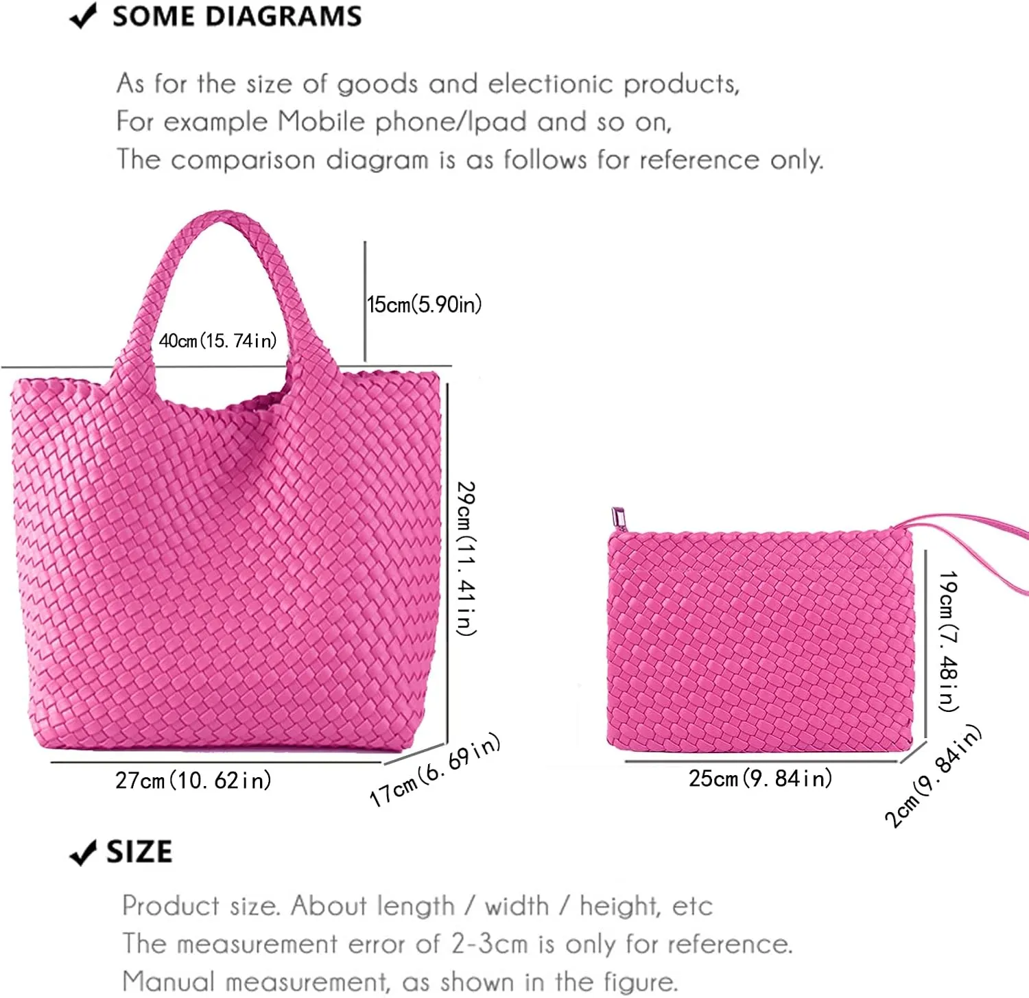 JINMANXUE Fashion Woven Bag Shopper Bag Travel Handbags and Purses Women Tote Bag Large Capacity Shoulder Bags