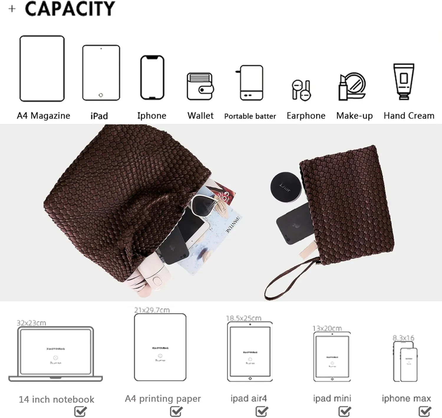 JINMANXUE Fashion Woven Bag Shopper Bag Travel Handbags and Purses Women Tote Bag Large Capacity Shoulder Bags