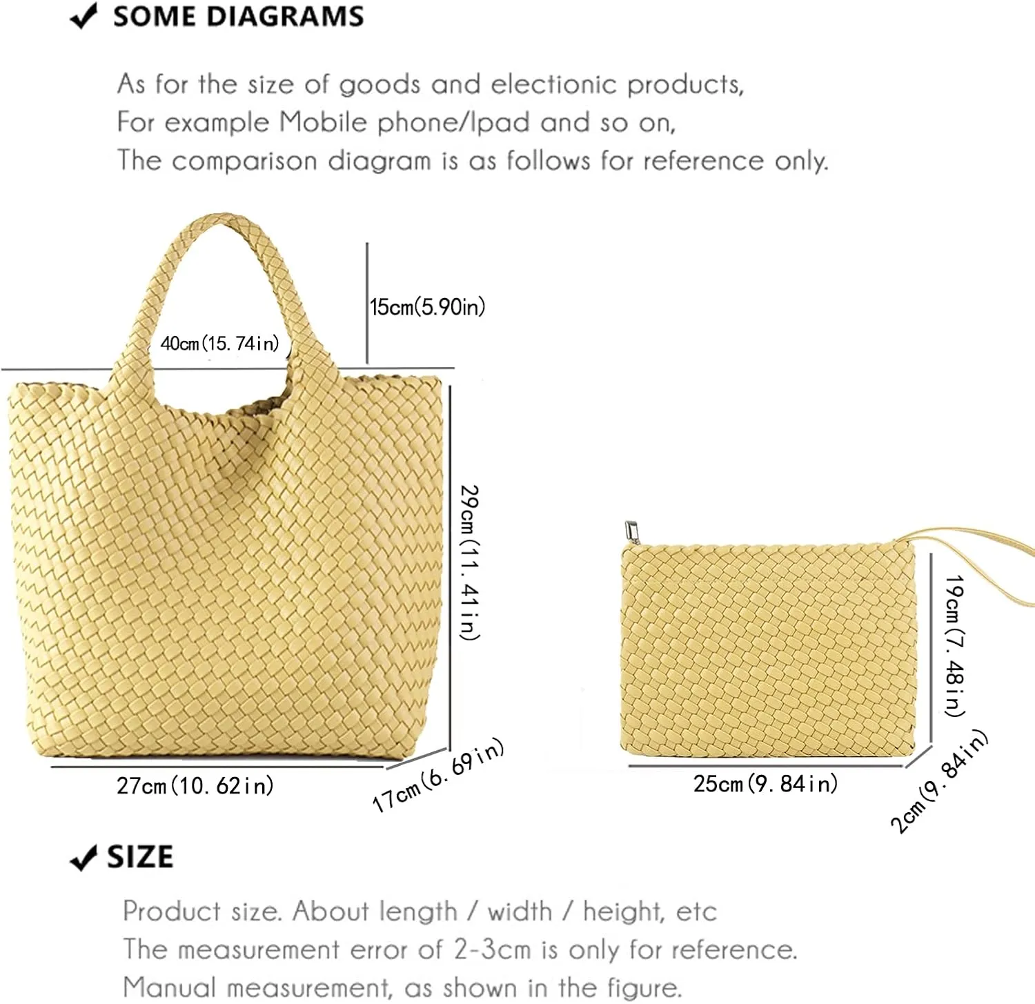 JINMANXUE Fashion Woven Bag Shopper Bag Travel Handbags and Purses Women Tote Bag Large Capacity Shoulder Bags