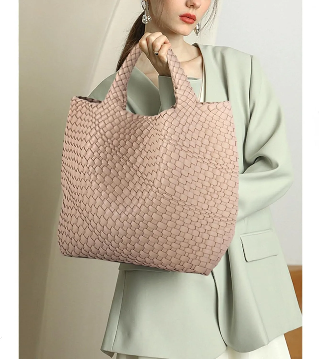 JINMANXUE Fashion Woven Bag Shopper Bag Travel Handbags and Purses Women Tote Bag Large Capacity Shoulder Bags