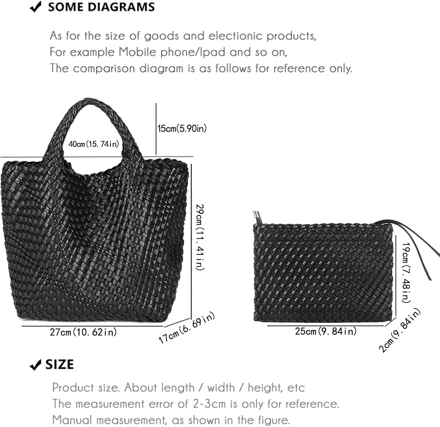 JINMANXUE Fashion Woven Bag Shopper Bag Travel Handbags and Purses Women Tote Bag Large Capacity Shoulder Bags