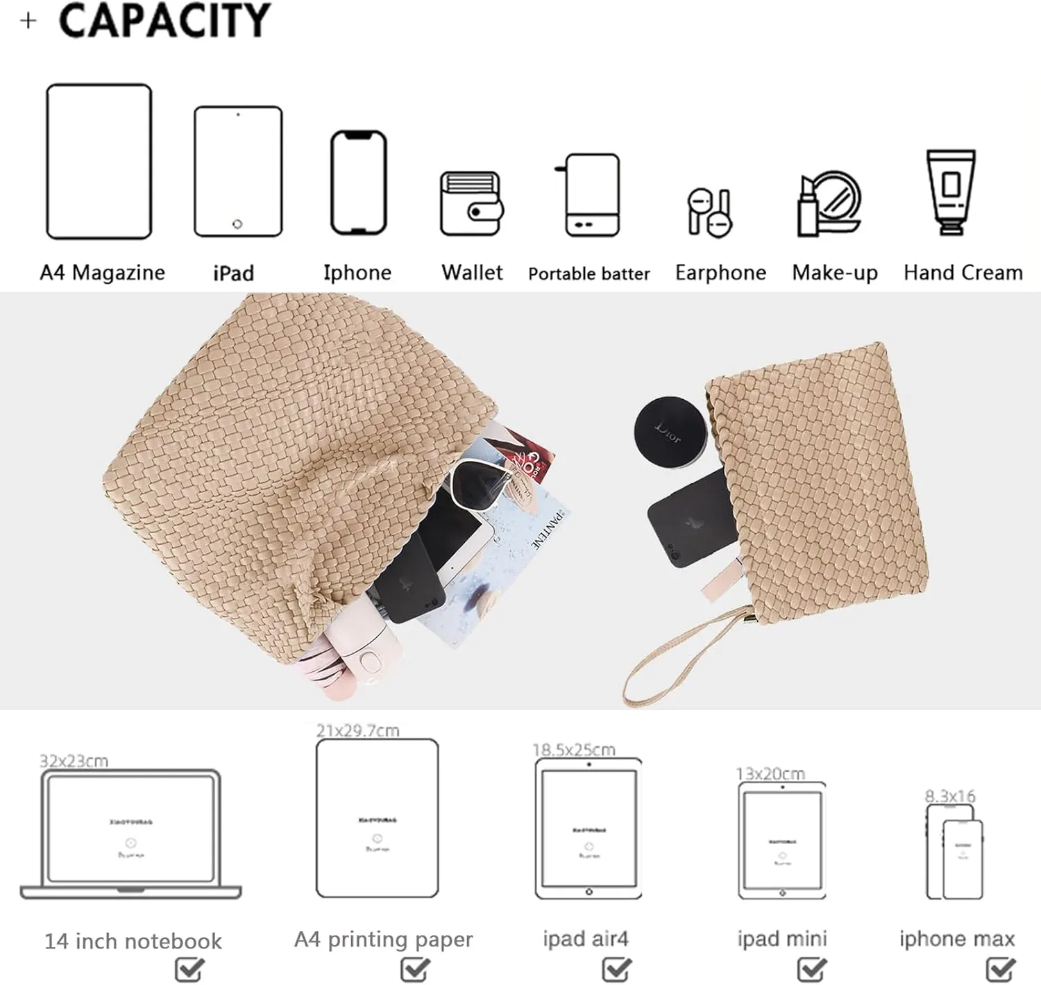 JINMANXUE Fashion Woven Bag Shopper Bag Travel Handbags and Purses Women Tote Bag Large Capacity Shoulder Bags