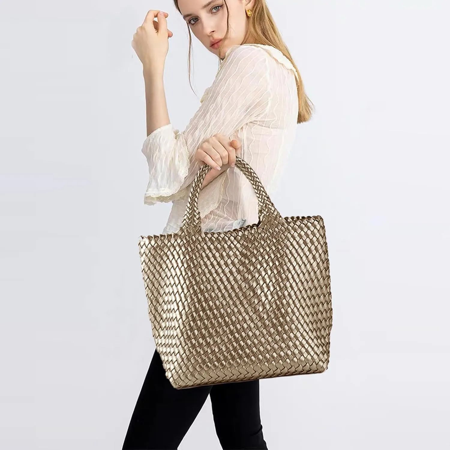 JINMANXUE Fashion Woven Bag Shopper Bag Travel Handbags and Purses Women Tote Bag Large Capacity Shoulder Bags