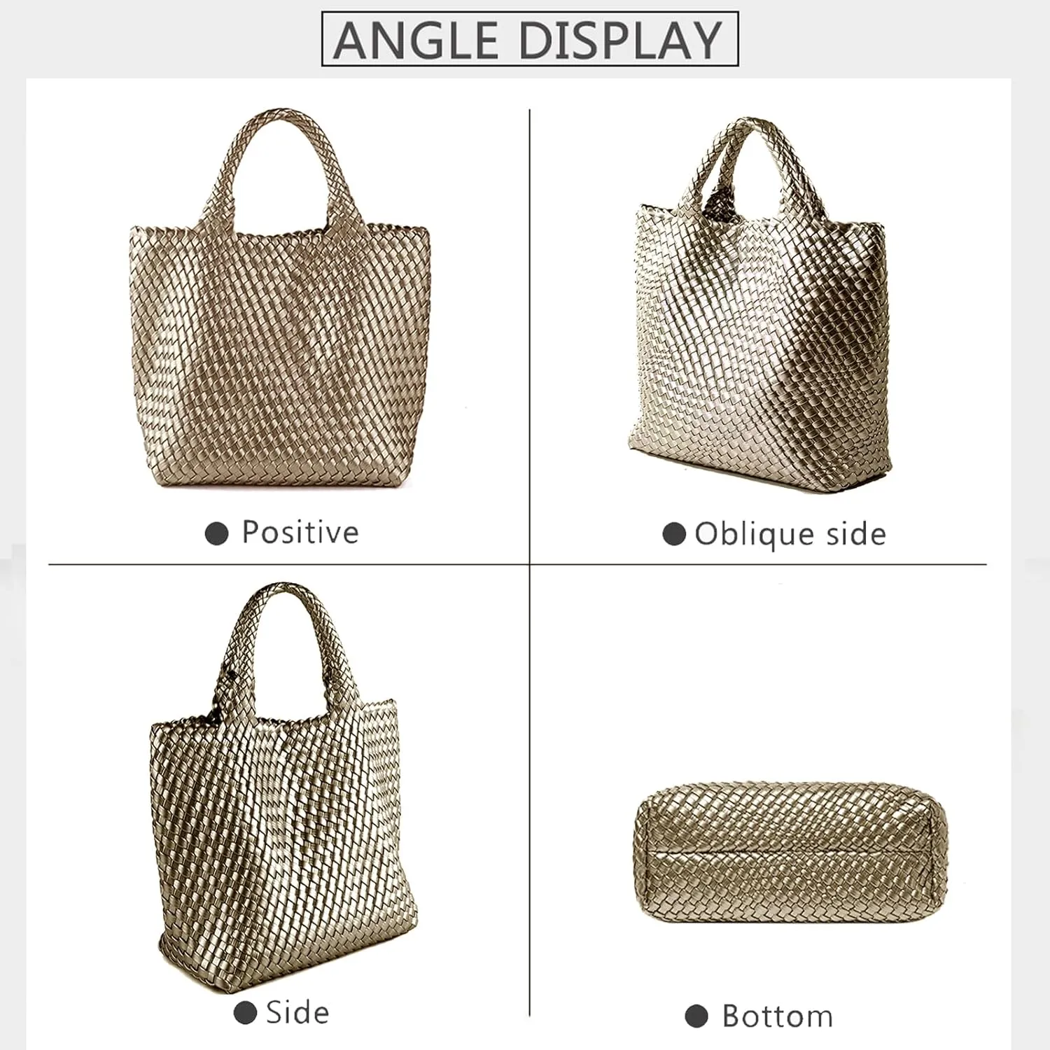 JINMANXUE Fashion Woven Bag Shopper Bag Travel Handbags and Purses Women Tote Bag Large Capacity Shoulder Bags