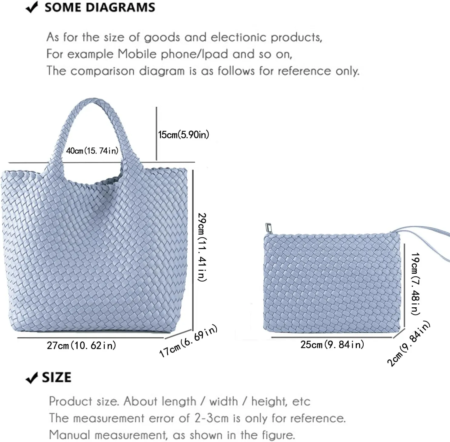 JINMANXUE Fashion Woven Bag Shopper Bag Travel Handbags and Purses Women Tote Bag Large Capacity Shoulder Bags
