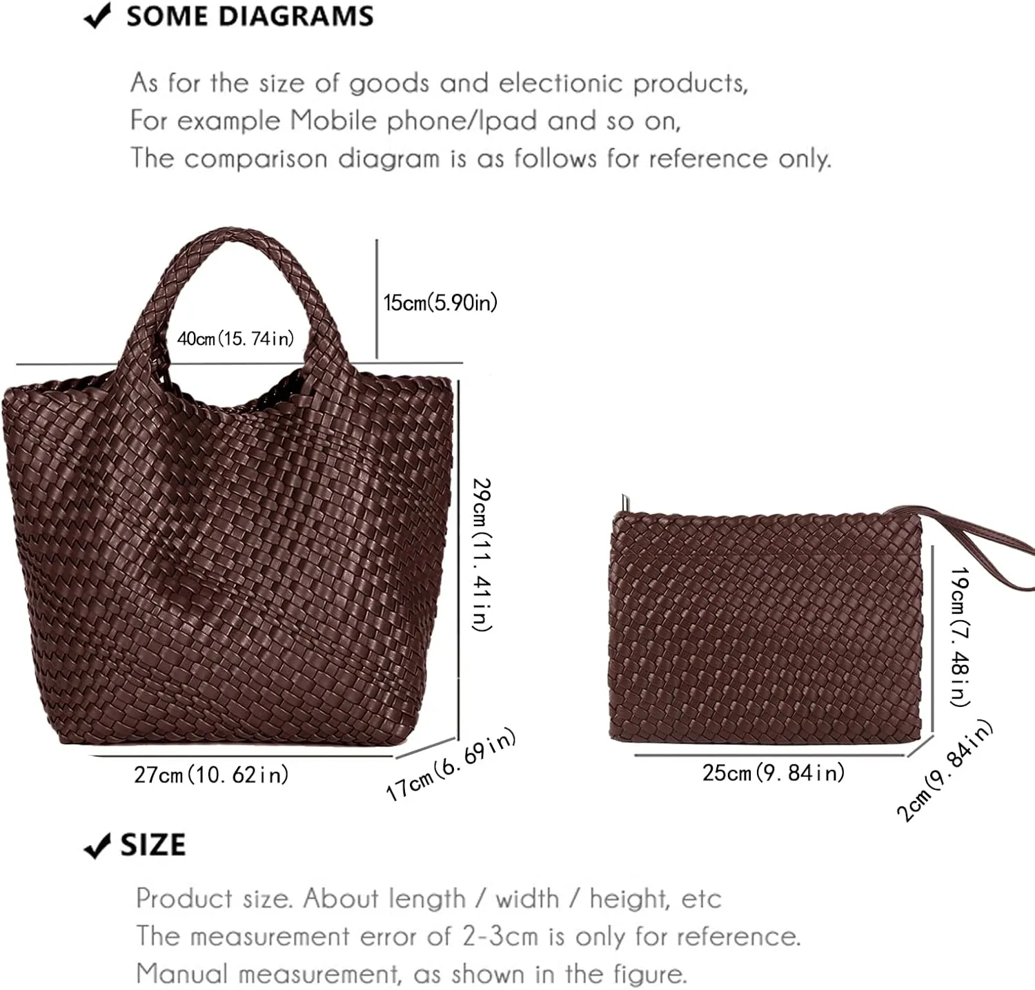 JINMANXUE Fashion Woven Bag Shopper Bag Travel Handbags and Purses Women Tote Bag Large Capacity Shoulder Bags