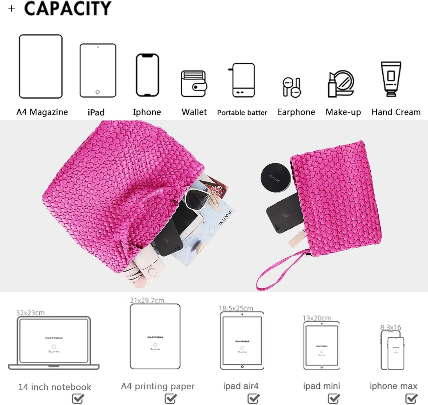JINMANXUE Fashion Woven Bag Shopper Bag Travel Handbags and Purses Women Tote Bag Large Capacity Shoulder Bags