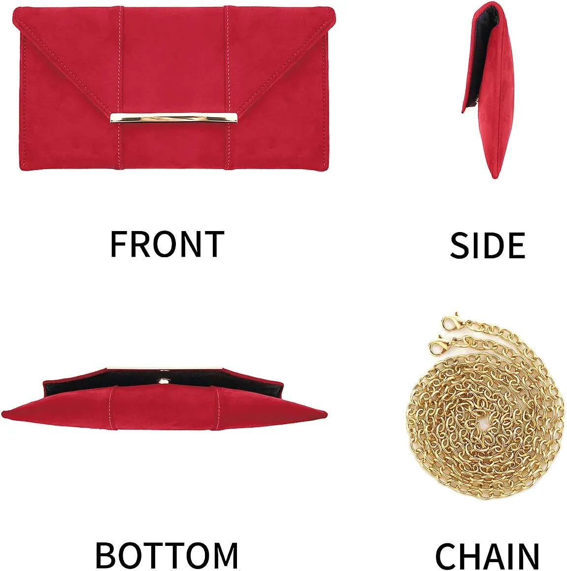 JNB Faux Microsuede Envelope Clutch