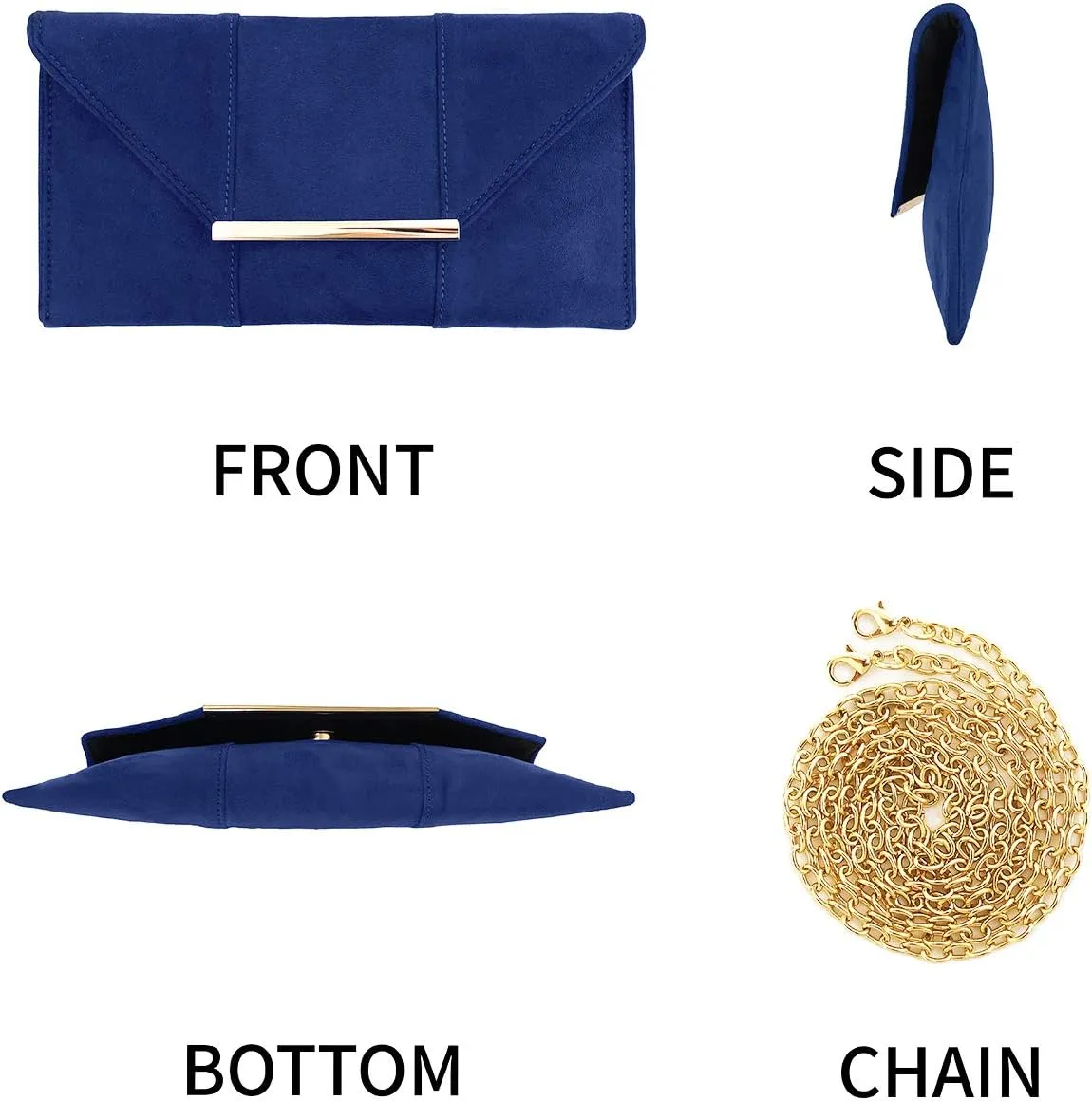 JNB Faux Microsuede Envelope Clutch