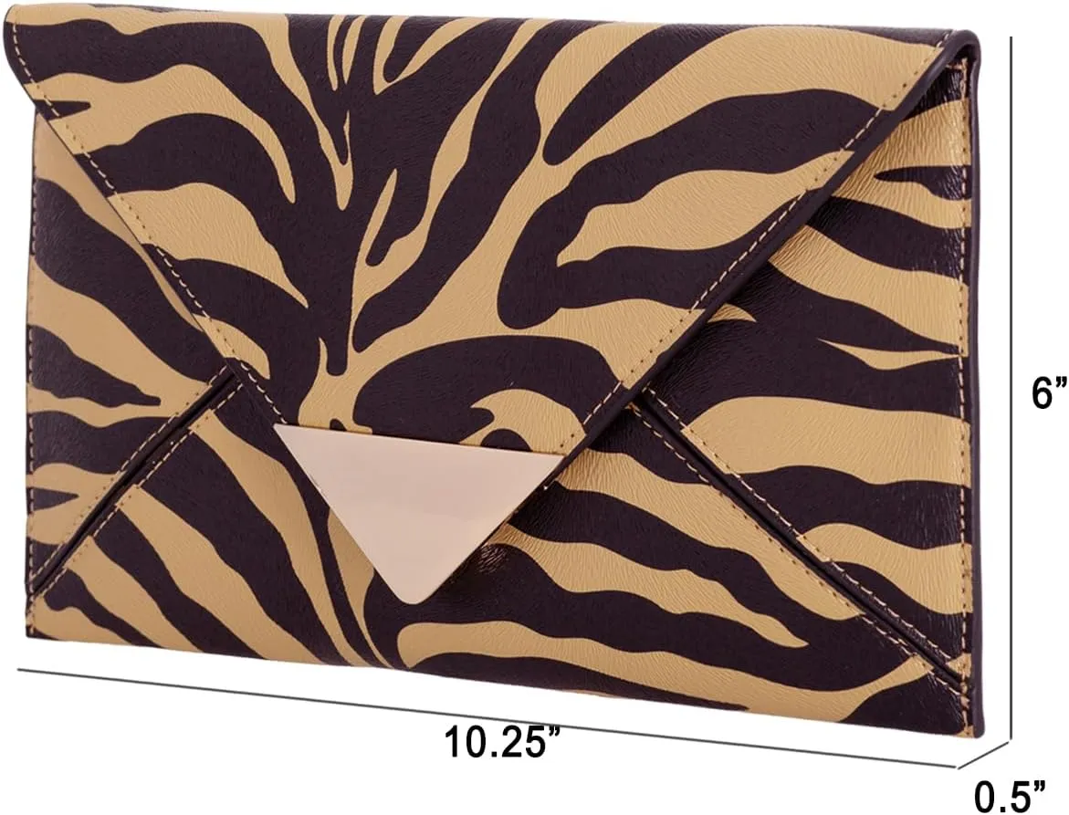 JNB Synthetic Leather Zebra Print Envelope Clutch