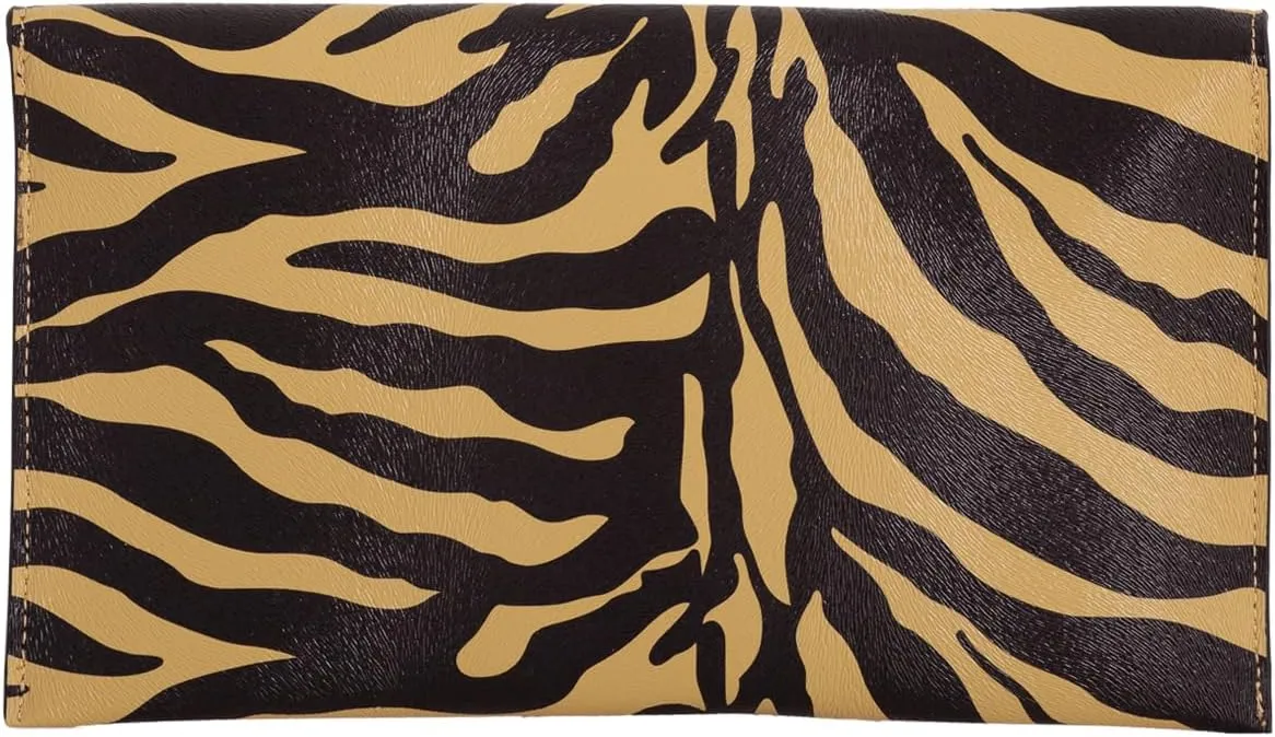JNB Synthetic Leather Zebra Print Envelope Clutch